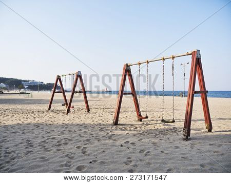 Swings On The Beach Of Yangyang City, South Korea