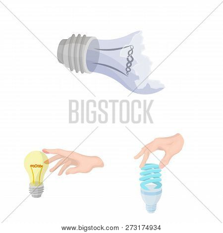 Vector Illustration Of  And Lightbulb Symbol. Collection Of  And Idea Stock Vector Illustration.