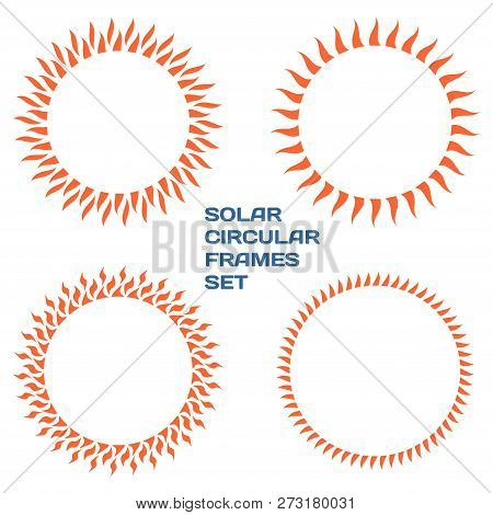 Orange Solar Circular Frames Set. Elements For Your Perfect Design.