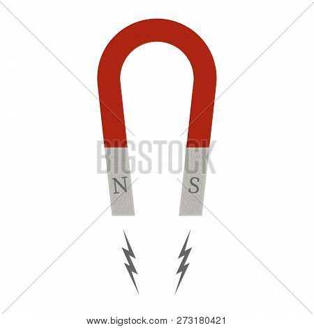 Magnet Red And Blue Color . Positive And Negative Polarity. Magnetic Power Attracts Metal. Vector Il