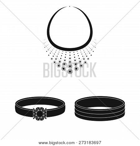 Vector Illustration Of Jewelery And Necklace Logo. Collection Of Jewelery And Pendent Vector Icon Fo
