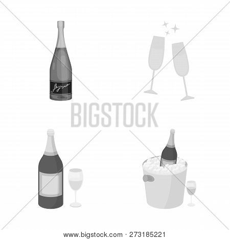 Vector Design Of Cork And New Icon. Collection Of Cork And Wine Vector Icon For Stock.
