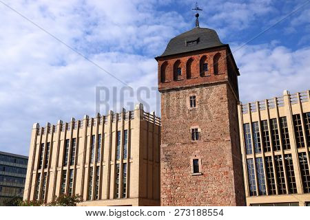 Chemnitz, Germany. Red Tower (roter Turm), Part Of Former City Walls. Medieval Landmark.