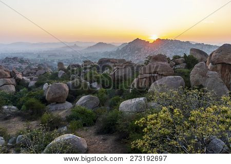 Sunrise In Humpi, State Karnataka, India.