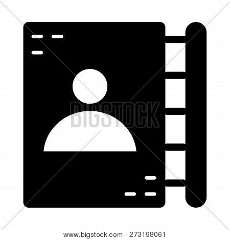 Adress Book Solid Icon. Telephone Book Vector Illustration Isolated On White. Notebook Glyph Style D