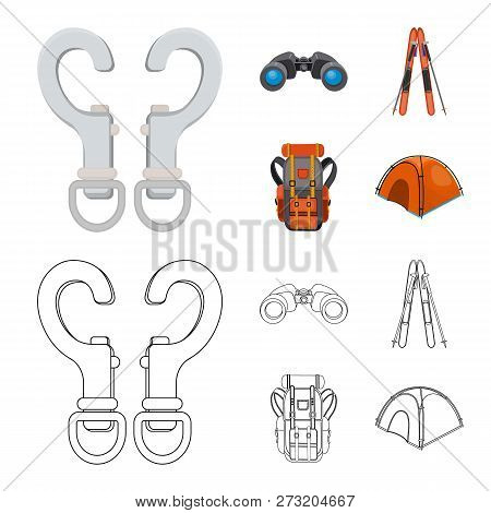Vector Design Of Mountaineering And Peak Icon. Set Of Mountaineering And Camp Stock Symbol For Web.