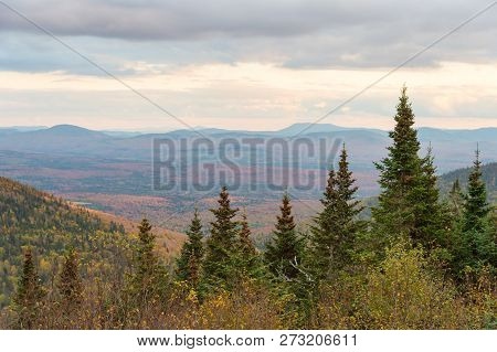 Panorama Aerial View From Megantic Mount In The Eastern Townships, Quebec Province, Canada