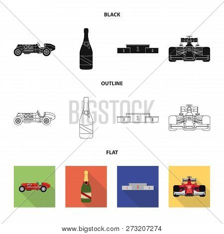 Vector Illustration Of Car And Rally Logo. Set Of Car And Race Stock Vector Illustration.