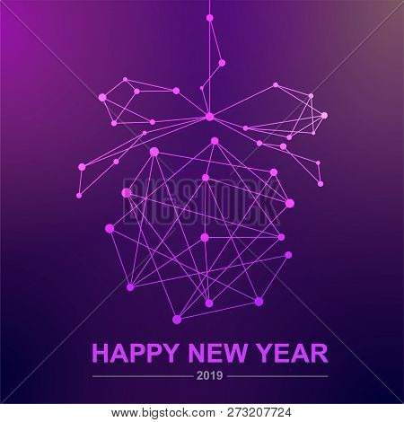 New Year 2019. Christmas Background With Hi-tech Decoration