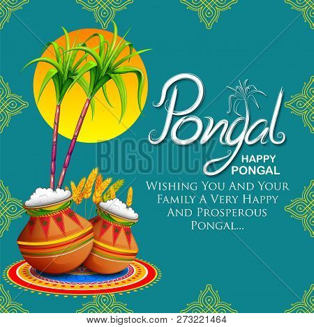 Happy Pongal Holiday Harvest Festival Of Tamil Nadu South India Greeting Background