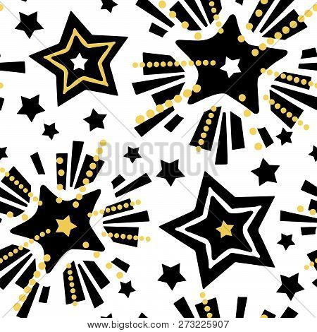 Star Festive Print, Seamless Motif, Christmas Hand Craft Expressive Ink Repeat Trendy Pattern.