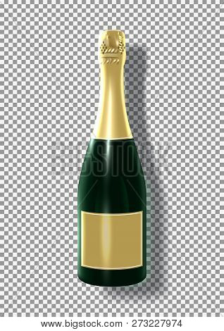 3D Dottle Of Champagne Isolated On Transparent Background