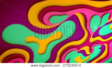 Abstract Multicolored Blobs Put Horizontally
