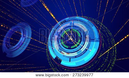 Blue And Celeste Circles Of A Cyber Compass