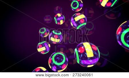 Flying Colorful Billiards Neon Balls