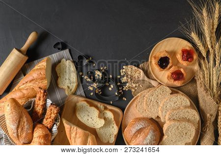 Homemade Breads Or Bun, Croissant And Bakery