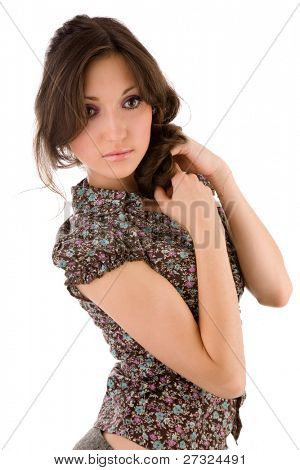  bella ragazza Yong sul ritratto bianco