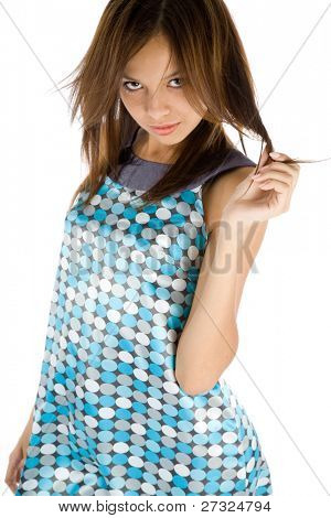 Ritratto di giovane donna, riprese in studio