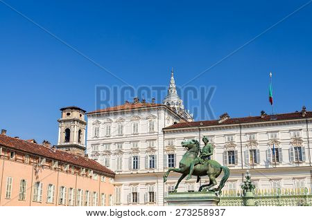 Statua Equestre Di Polluce Monument In Front Of Royal Palace Palazzo Reale White Building On Castle 