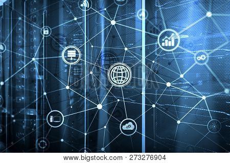 Ict - Information And Telecommunication Technology And Iot - Internet Of Things Concepts. Diagrams W