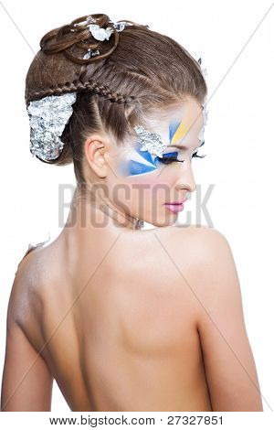  portrét krásné dívky s kreativní bodyart