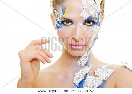  portrét krásné dívky s kreativní bodyart
