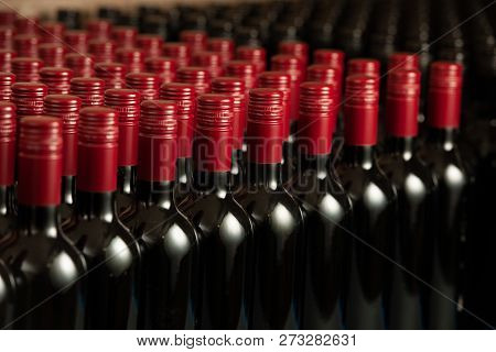 Bottles Of Wine In Winecellar Redy For Packing And Delivery
