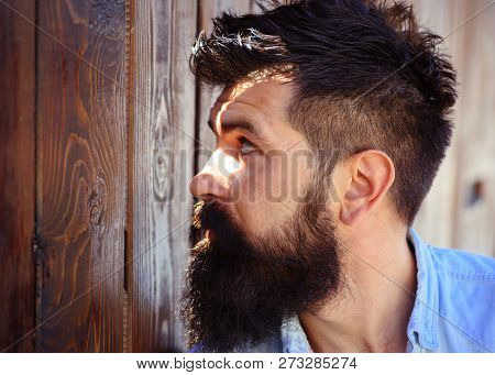 I Dont Like Myself Without A Beard. Beard Fashion Trend. Handsome Man With Fashion Beard And Mustach