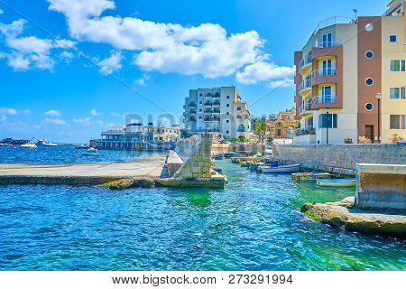 The San Geraldu Seaside Promenade Opens The View On Fishing Harbor, Surrounded By Modern Tourist Hot