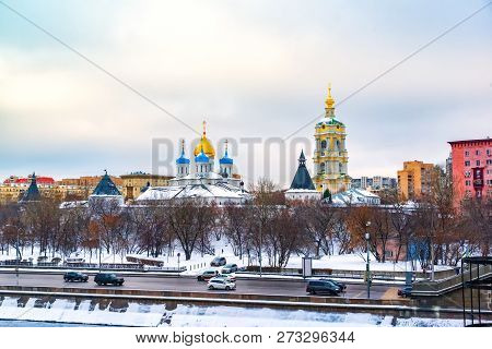 Russia, Moscow - Dec 2018: Novospassky Monastery New Monastery Of The Saviour, Is One Of The Fortifi