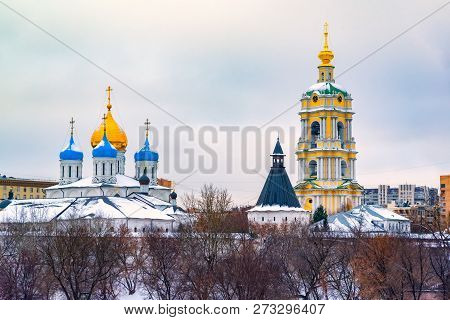 Russia, Moscow - Dec 2018: Novospassky Monastery New Monastery Of The Saviour, Is One Of The Fortifi
