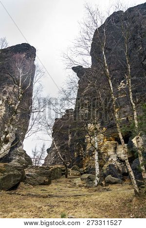 Tisa Rocks Or Tisa Walls In Western Bohemian Switzerland, Part Of The Elbe Sandstone Rocks, Czech Re