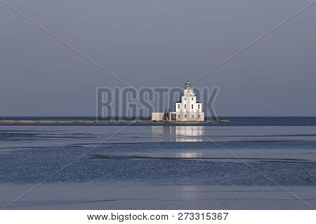 Lighthouse On Lake Michigan. Wisconsin, Manitowoc County.
