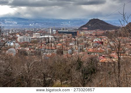 Plovdiv, Bulgaria - December 30, 2016:  Panoramic View Of City Of Plovdiv From Sahat Tepe Hill, Bulg