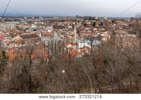 Plovdiv, Bulgaria - December 30, 2016:  Panoramic View Of City Of Plovdiv From Sahat Tepe Hill, Bulg