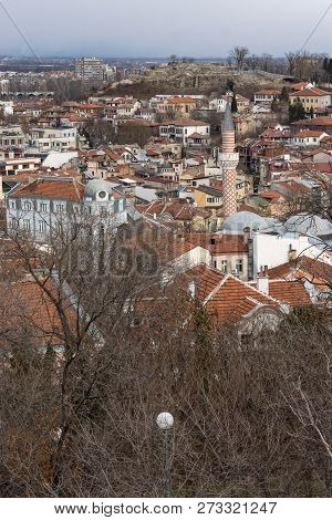 Plovdiv, Bulgaria - December 30, 2016:  Panoramic View Of City Of Plovdiv From Sahat Tepe Hill, Bulg