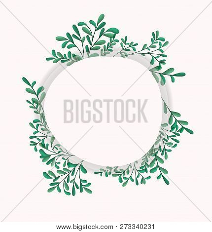 Circular Frame With Laurel Leafs Vector Illustration Design