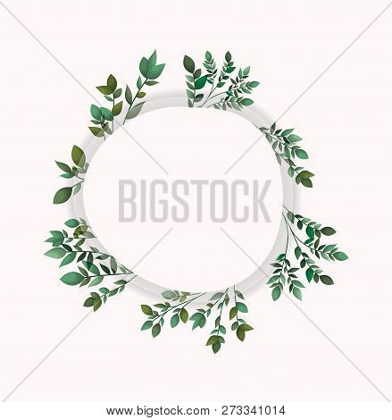 Circular Frame With Laurel Leafs Vector Illustration Design