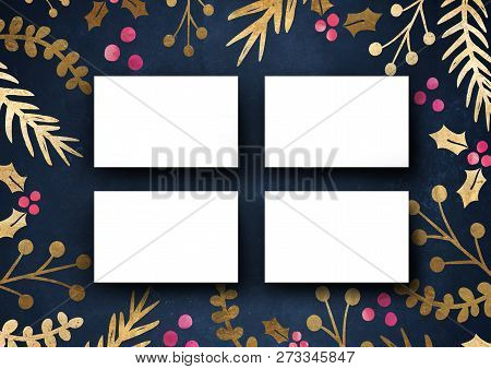 Namecard Mockup Template Background With Elegant Flower Border