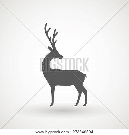 Deer Running Silhouette , Reinder Icon Design For Xmas Cards, Banners And Flyers, Vector Illustratio