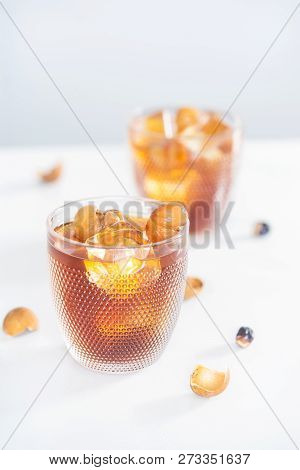 Elicious Cocktail Made Of Longan Juice On Table.