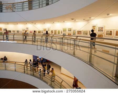 Bangkok, Thailand, 25 August 2018 : People Visit Art Exhibitions Of Photography At Bangkok Art And C