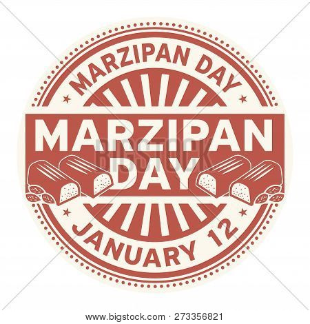 Marzipan Day, January 12, Rubber Stamp, Vector Illustration