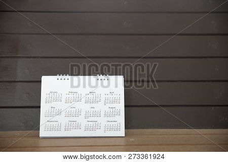 Desktop Calendar Page 2018 For Planer,organization,management Each Date,month Yearon A Office Wooden