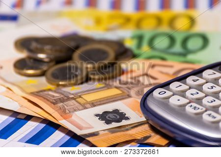 Pen, Calculator , Money , Graph For Finance And Business Concept