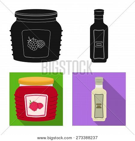 Vector Illustration Of Can And Food Icon. Collection Of Can And Package Vector Icon For Stock.