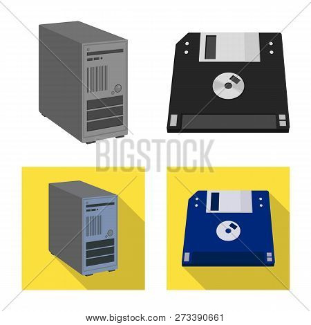 Vector Illustration Of Laptop And Device Icon. Set Of Laptop And Server Stock Vector Illustration.