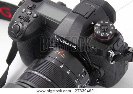 Gomel, Belarus - December 11, 2018: Panasonic Photo Camera Ds G9 On A White Background.
