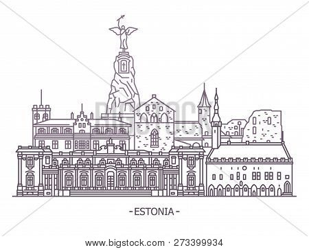 Estonia Architecture Landmarks. Panorama, Travel And Tourism Theme