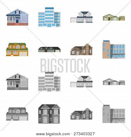 Vector Illustration Of Building And Front Symbol. Collection Of Building And Roof Stock Vector Illus